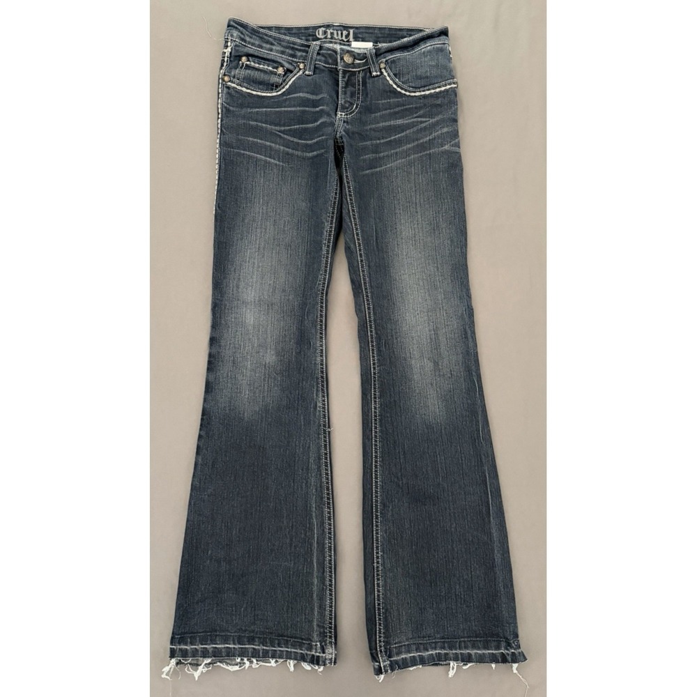 Cruel Stormy Bootcut Jeans Size 1 Regular Blue Dark Wash Low Rise Y2K Style